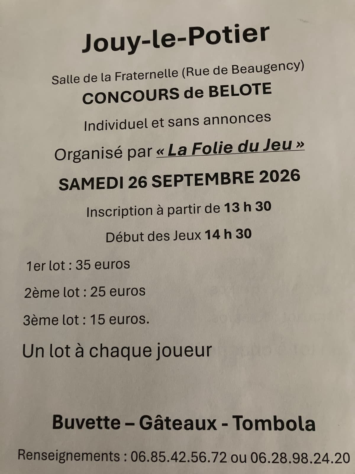 Affiche Concour de belote