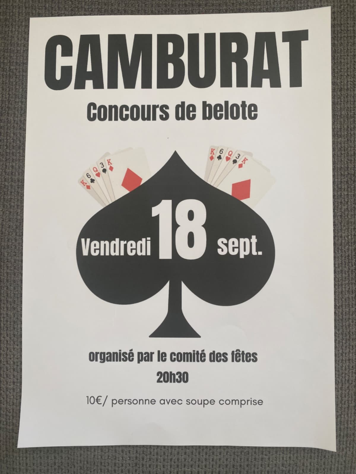 Affiche Concours de belote à Camburat (46)